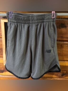New Balance Boy's Charcoal Gray Athletic Shorts with Black Trim